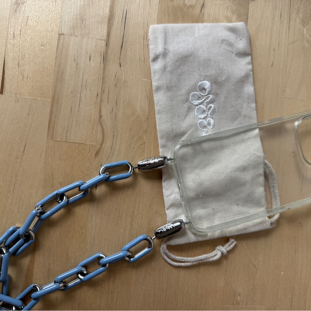 Ossa NY iPhone 15 pro Phone Case with Blue Chain